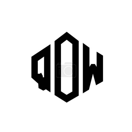 Illustration for QOW letter logo design with polygon shape. QOW polygon and cube shape logo design. QOW hexagon vector logo template white and black colors. QOW monogram, business and real estate logo. - Royalty Free Image