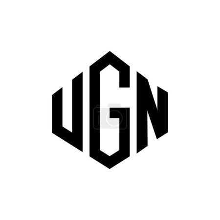 Illustration for UGN letter logo design with polygon shape. UGN polygon and cube shape logo design. UGN hexagon vector logo template white and black colors. UGN monogram, business and real estate logo. - Royalty Free Image
