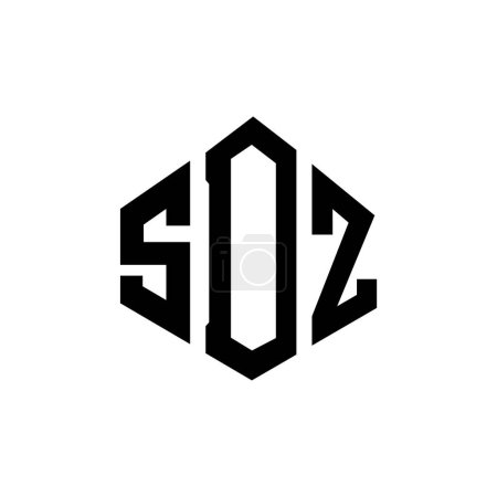 Illustration for SDZ letter logo design with polygon shape. SDZ polygon and cube shape logo design. SDZ hexagon vector logo template white and black colors. SDZ monogram, business and real estate logo. - Royalty Free Image