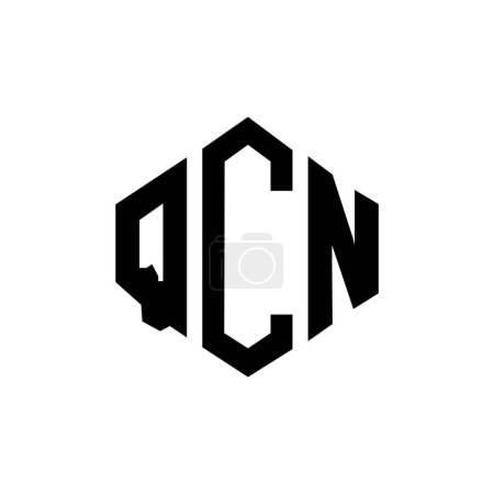 Illustration for QCN letter logo design with polygon shape. QCN polygon and cube shape logo design. QCN hexagon vector logo template white and black colors. QCN monogram, business and real estate logo. - Royalty Free Image