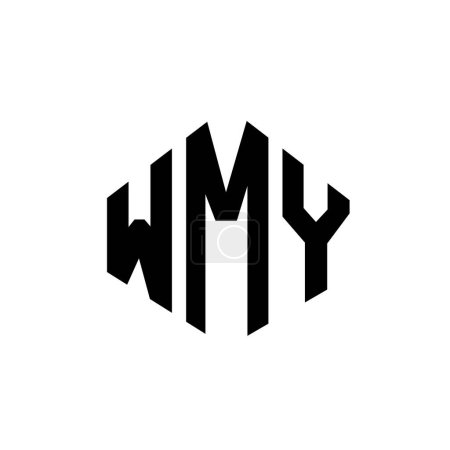 Illustration for WMY letter logo design with polygon shape. WMY polygon and cube shape logo design. WMY hexagon vector logo template white and black colors. WMY monogram, business and real estate logo. - Royalty Free Image