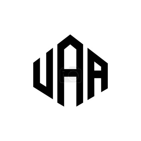 Ilustración de Diseño del logotipo de la letra UAA con forma de polígono. Diseño de logotipo de forma de polígono y cubo UAA. Plantilla de logotipo de vector hexágono UAA colores blanco y negro. Monograma de UAA, logotipo de negocios y bienes raíces. - Imagen libre de derechos