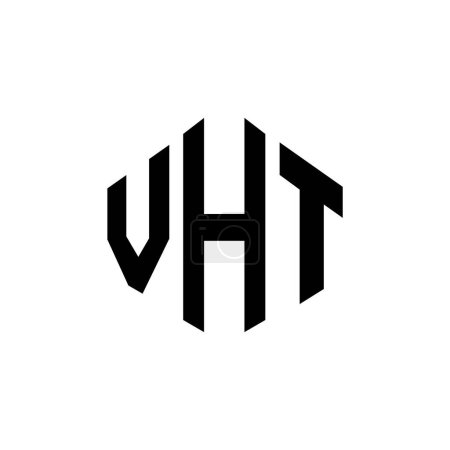 Illustration for VHT letter logo design with polygon shape. VHT polygon and cube shape logo design. VHT hexagon vector logo template white and black colors. VHT monogram, business and real estate logo. - Royalty Free Image
