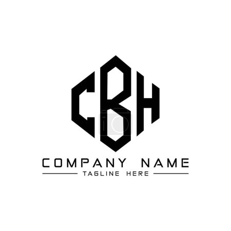 Illustration for CBH letter logo design with polygon shape. CBH polygon and cube shape logo design. CBH hexagon vector logo template white and black colors. CBH monogram, business and real estate logo. - Royalty Free Image