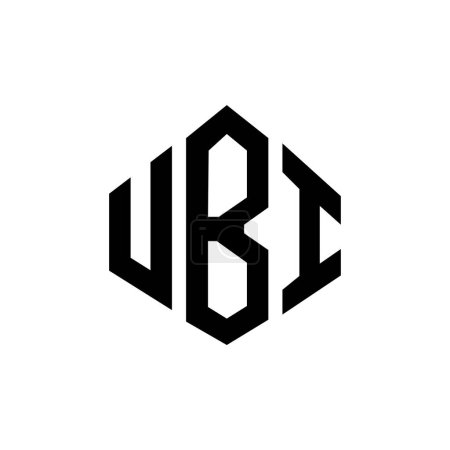 Ilustración de UBI letter logo design with polygon shape. UBI polygon and cube shape logo design. UBI hexagon vector logo template white and black colors. UBI monogram, business and real estate logo. - Imagen libre de derechos