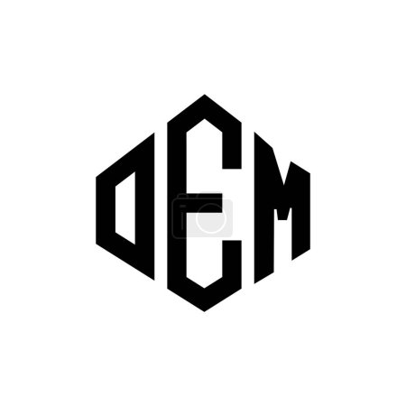 Ilustración de OEM letter logo design with polygon shape. OEM polygon and cube shape logo design. OEM hexagon vector logo template white and black colors. OEM monogram, business and real estate logo. - Imagen libre de derechos