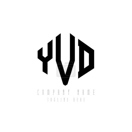 Illustration for YVD letter logo design with polygon shape. YVD polygon and cube shape logo design. YVD hexagon vector logo template white and black colors. YVD monogram, business and real estate logo. - Royalty Free Image