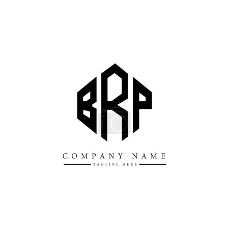 Illustration for BRP letter logo design with polygon shape. BRP polygon and cube shape logo design. BRP hexagon vector logo template white and black colors. BRP monogram, business and real estate logo. - Royalty Free Image