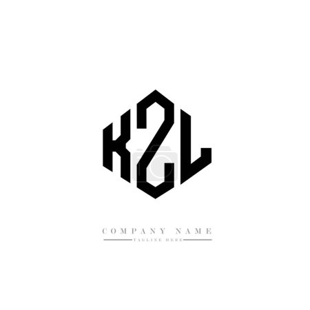 Illustration for KZL letters logo design with polygon shape.  vector logo template white and black colors. monogram, business and real estate logo. - Royalty Free Image