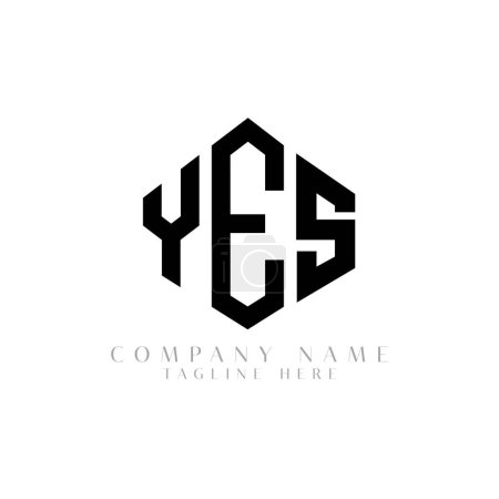Illustration for YES letter logo design with polygon shape. YES polygon and cube shape logo design. YES hexagon vector logo template white and black colors. YES monogram, business and real estate logo. - Royalty Free Image