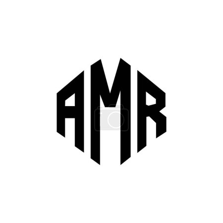 Illustration for AMR letter logo design with polygon shape. AMR polygon and cube shape logo design. AMR hexagon vector logo template white and black colors. AMR monogram, business and real estate logo. - Royalty Free Image