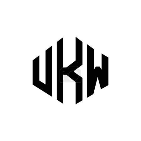Ilustración de UKW letter logo design with polygon shape. UKW polygon and cube shape logo design. UKW hexagon vector logo template white and black colors. UKW monogram, business and real estate logo. - Imagen libre de derechos