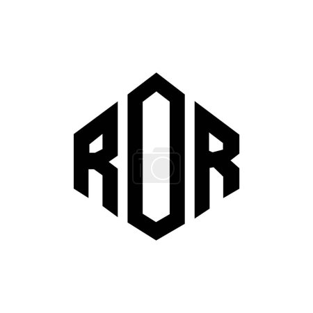 Illustration for ROR letter logo design with polygon shape. ROR polygon and cube shape logo design. ROR hexagon vector logo template white and black colors. ROR monogram, business and real estate logo. - Royalty Free Image