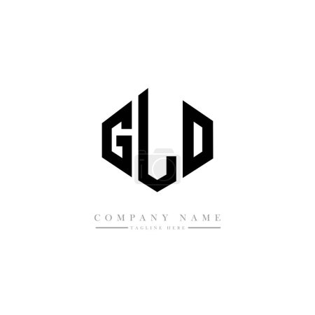 Illustration for GLO letters logo design with polygon shape.  vector logo template white and black colors. monogram, business and real estate logo. - Royalty Free Image