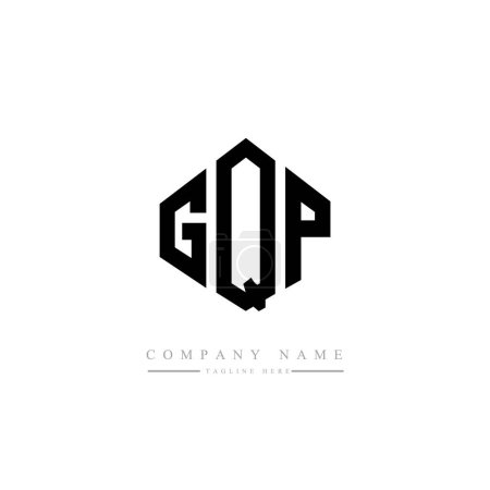 Illustration for GQP letters logo design with polygon shape.  vector logo template white and black colors. monogram, business and real estate logo. - Royalty Free Image