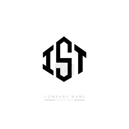 Illustration for IST letters logo design with polygon shape.  vector logo template white and black colors. monogram, business and real estate logo. - Royalty Free Image