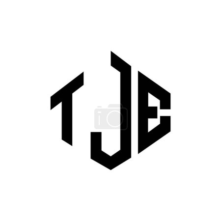 Illustration for TJE letter logo design with polygon shape. TJE polygon and cube shape logo design. TJE hexagon vector logo template white and black colors. TJE monogram, business and real estate logo. - Royalty Free Image