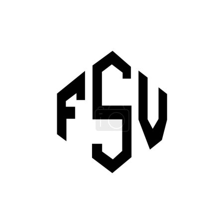 Ilustración de FSV letter logo design with polygon shape. FSV polygon and cube shape logo design. FSV hexagon vector logo template white and black colors. FSV monogram, business and real estate logo. - Imagen libre de derechos