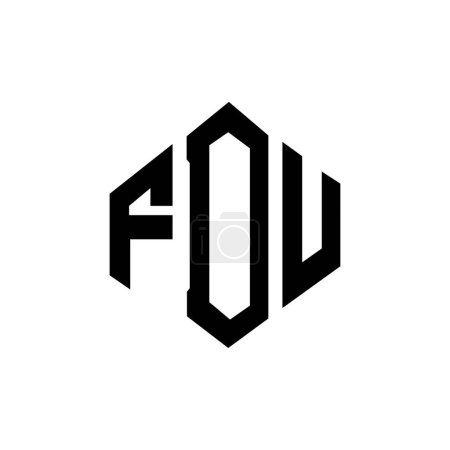 Illustration for FDU letter logo design with polygon shape. FDU polygon and cube shape logo design. FDU hexagon vector logo template white and black colors. FDU monogram, business and real estate logo. - Royalty Free Image