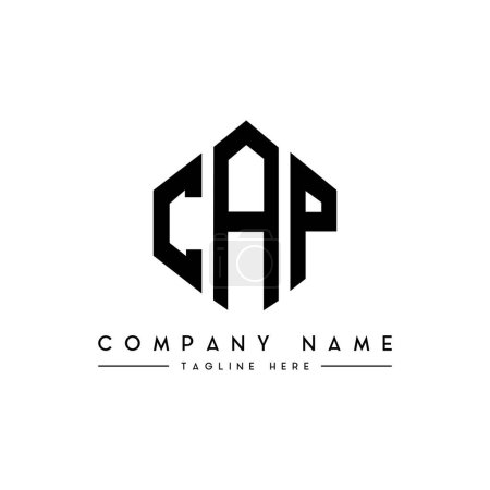 Illustration for CAP letter logo design with polygon shape. CAP polygon and cube shape logo design. CAP hexagon vector logo template white and black colors. CAP monogram, business and real estate logo. - Royalty Free Image
