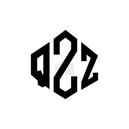 Illustration for QZZ letter logo design with polygon shape. QZZ polygon and cube shape logo design. QZZ hexagon vector logo template white and black colors. QZZ monogram, business and real estate logo. - Royalty Free Image