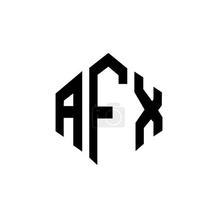 Ilustración de AFX letter logo design with polygon shape. AFX polygon and cube shape logo design. AFX hexagon vector logo template white and black colors. AFX monogram, business and real estate logo. - Imagen libre de derechos