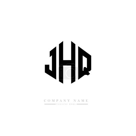 Illustration for JHQ letter logo design with polygon shape. JHQ polygon and cube shape logo design. JHQ hexagon vector logo template white and black colors. JHQ monogram, business and real estate logo. - Royalty Free Image