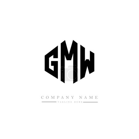 Illustration for GMW letters logo design with polygon shape.  vector logo template white and black colors. monogram, business and real estate logo. - Royalty Free Image