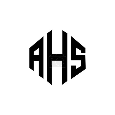 Ilustración de Diseño del logotipo de la letra AHS con forma de polígono. Diseño de logotipo de forma de polígono y cubo AHS. Plantilla de logotipo de vector hexágono AHS colores blanco y negro. Monograma de AHS, logotipo de negocios e inmuebles. - Imagen libre de derechos