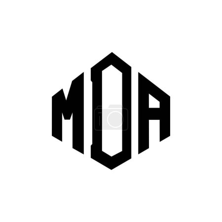 Illustration for MDA letter logo design with polygon shape. MDA polygon and cube shape logo design. MDA hexagon vector logo template white and black colors. MDA monogram, business and real estate logo. - Royalty Free Image