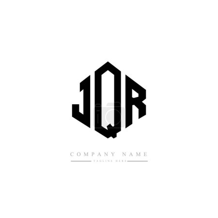 Illustration for JQR letter logo design with polygon shape. JQR polygon and cube shape logo design. JQR hexagon vector logo template white and black colors. JQR monogram, business and real estate logo. - Royalty Free Image