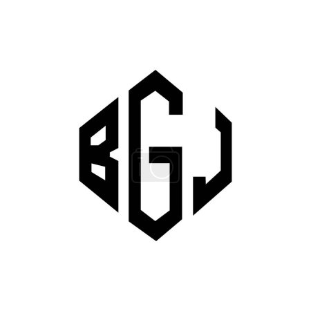 Téléchargez les illustrations : BGJ lettre logo design avec forme de polygone. BGJ polygone et forme de cube logo design. Modèle de logo vectoriel hexagonal BGJ blanc et noir. Monogramme BGJ, logo commercial et immobilier. - en licence libre de droit