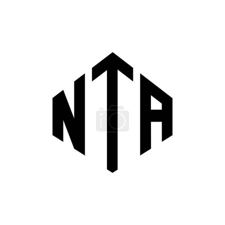 Illustration for NTA letter logo design with polygon shape. NTA polygon and cube shape logo design. NTA hexagon vector logo template white and black colors. NTA monogram, business and real estate logo. - Royalty Free Image