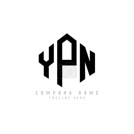 Illustration for YPN letter logo design with polygon shape. YPN polygon and cube shape logo design. YPN hexagon vector logo template white and black colors. YPN monogram, business and real estate logo. - Royalty Free Image