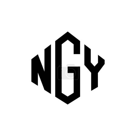 Illustration for NGY letter logo design with polygon shape. NGY polygon and cube shape logo design. NGY hexagon vector logo template white and black colors. NGY monogram, business and real estate logo. - Royalty Free Image