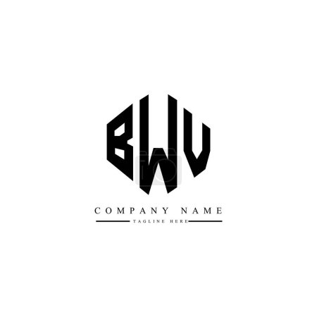 Illustration for BWV letter logo design with polygon shape. BWV polygon and cube shape logo design. BWV hexagon vector logo template white and black colors. BWV monogram, business and real estate logo. - Royalty Free Image
