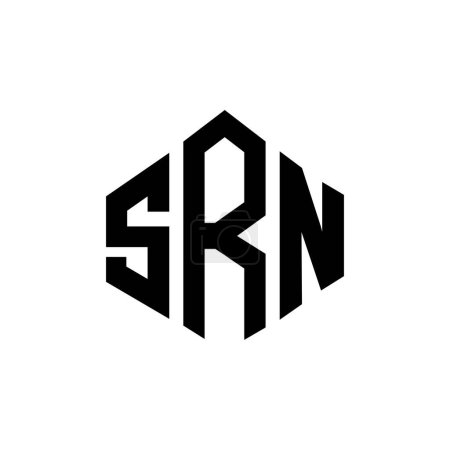 Illustration for SRN letter logo design with polygon shape. SRN polygon and cube shape logo design. SRN hexagon vector logo template white and black colors. SRN monogram, business and real estate logo. - Royalty Free Image