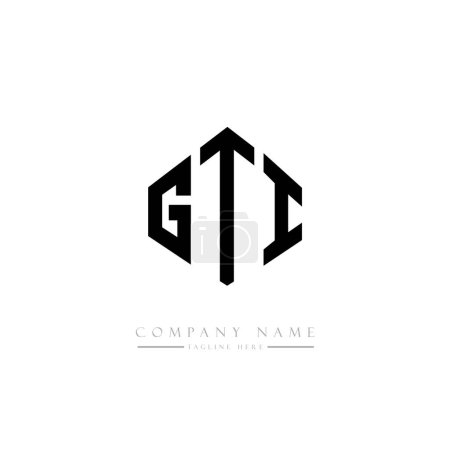 Illustration for GTI letters logo design with polygon shape.  vector logo template white and black colors. monogram, business and real estate logo. - Royalty Free Image
