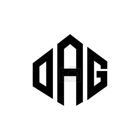 Illustration for OAG letter logo design with polygon shape. OAG polygon and cube shape logo design. OAG hexagon vector logo template white and black colors. OAG monogram, business and real estate logo. - Royalty Free Image