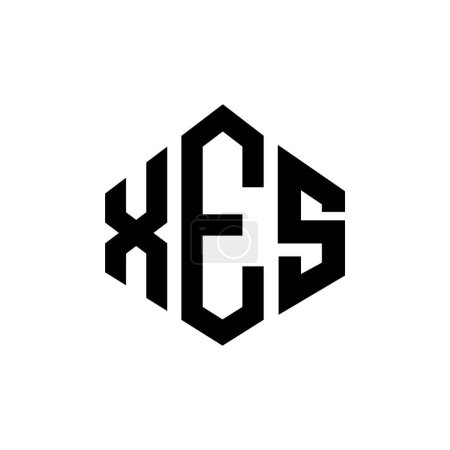 Téléchargez les illustrations : Logo de la lettre XES avec forme polygonale. Logo XES en polygone et en forme de cube. Modèle de logo XES hexagone vectoriel blanc et noir. Monogramme XES, logo commercial et immobilier. - en licence libre de droit