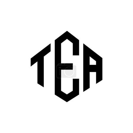 Illustration for TEA letter logo design with polygon shape. TEA polygon and cube shape logo design. TEA hexagon vector logo template white and black colors. TEA monogram, business and real estate logo. - Royalty Free Image