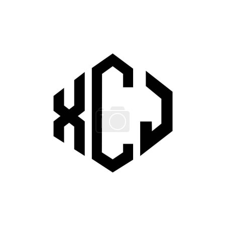 Ilustración de Diseño del logotipo de la letra XCJ con forma de polígono. Diseño del logotipo en forma de polígono y cubo XCJ. XCJ hexágono vector logotipo plantilla blanco y negro colores. Monograma XCJ, logotipo de negocios e inmuebles. - Imagen libre de derechos