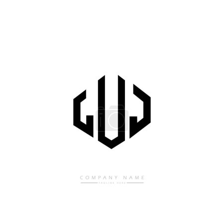 Illustration for LUJ letters logo design with polygon shape.  vector logo template white and black colors. monogram, business and real estate logo. - Royalty Free Image