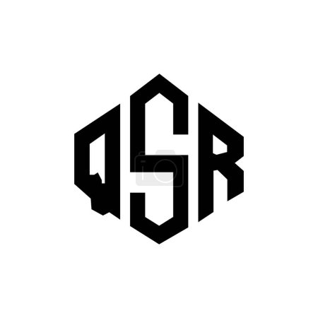 Illustration for QSR letter logo design with polygon shape. QSR polygon and cube shape logo design. QSR hexagon vector logo template white and black colors. QSR monogram, business and real estate logo. - Royalty Free Image