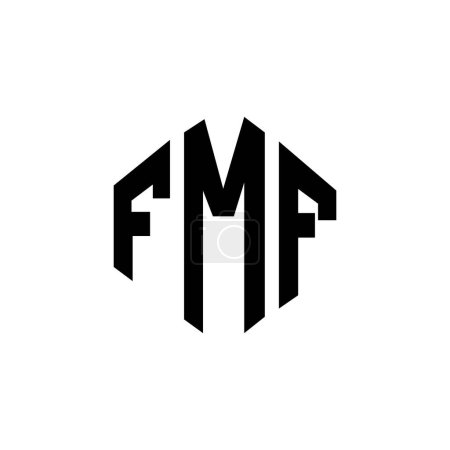 Illustration for FMF letter logo design with polygon shape. FMF polygon and cube shape logo design. FMF hexagon vector logo template white and black colors. FMF monogram, business and real estate logo. - Royalty Free Image