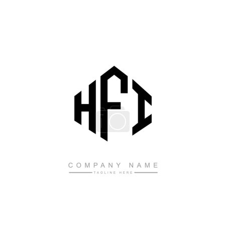 Illustration for HFI letter logo design with polygon shape. HFI polygon and cube shape logo design. HFI hexagon vector logo template white and black colors. HFI monogram, business and real estate logo. - Royalty Free Image