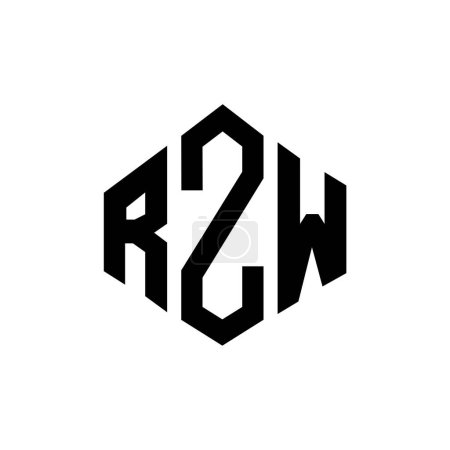 Illustration for RZW letter logo design with polygon shape. RZW polygon and cube shape logo design. RZW hexagon vector logo template white and black colors. RZW monogram, business and real estate logo. - Royalty Free Image