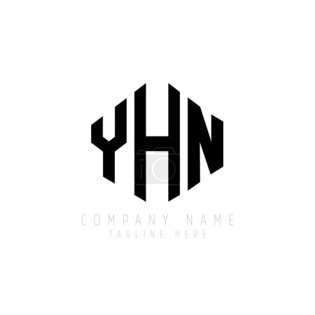 Illustration for YHN letter logo design with polygon shape. YHN polygon and cube shape logo design. YHN hexagon vector logo template white and black colors. YHN monogram, business and real estate logo. - Royalty Free Image