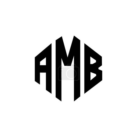 Illustration for AMB letter logo design with polygon shape. AMB polygon and cube shape logo design. AMB hexagon vector logo template white and black colors. AMB monogram, business and real estate logo. - Royalty Free Image