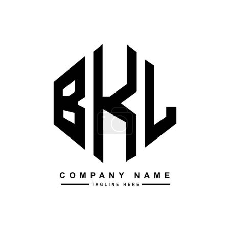 Illustration for BKL letter logo design with polygon shape. BKL polygon and cube shape logo design. BKL hexagon vector logo template white and black colors. BKL monogram, business and real estate logo. - Royalty Free Image